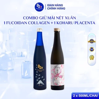 Combo Placenta và Collagen: 1 Chai Nước Uống 82X Collagen Fucoidan+1 Chai Placenta Koharu Làm Đẹp Da 500ml/chai