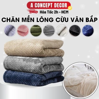 Chăn Lông Cừu Vân Bắp Cao Cấp Mền Lông Dày Ấm Áp Mềm Mịn Gọn Nhẹ Phù Hợp Cho Văn Phòng Gia Đình Spa Đi Du Lịch KT 1m6x2m