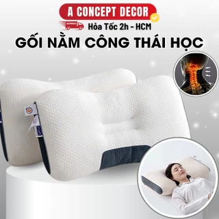 Gối Công Thái Học Cao Cấp Gối Spa Nằm Êm Ái Thoáng Khí Giúp Chống Đau Vai Gáy Phù Hợp Người Lớn Hỗ Trợ Tư Thế Ngủ Ngon