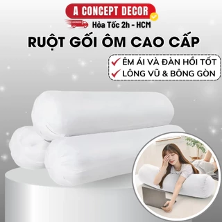 Ruột Gối Ôm Cao Cấp Kích Cỡ 35x100cm Chất Liệu 100% Bông Gòn Tự Nhiên Mềm Mại Êm Ái Đàn Hồi Tốt Giúp Giấc Ngủ Thoải Mái