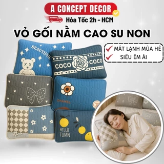 Vỏ Gối Nằm Cao Su Non Tencel Áo Gối Điều Hoà Siêu Mát Lạnh Mùa Hè Bao Gối Bền Đẹp Mền Mịn Êm Chất Liệu cao cấp 50x70cm