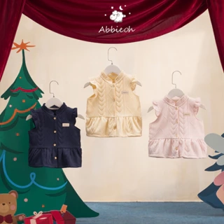 Áo gile cotton tay bèo cho bé gái ABBIEOH phong cách vintage cách điệu 0-3 tuổi GL691 GL671