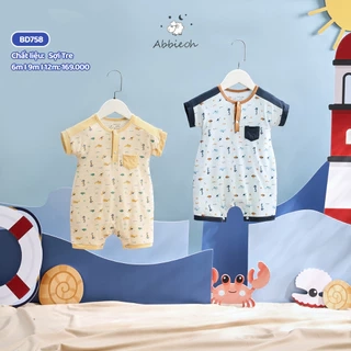Bộ bodysuit cộc tay unisex ABBIEOH cotton mềm mát động vật, vũ trụ cho bé 0-12 tháng BD763 BD758 BD621-625-602