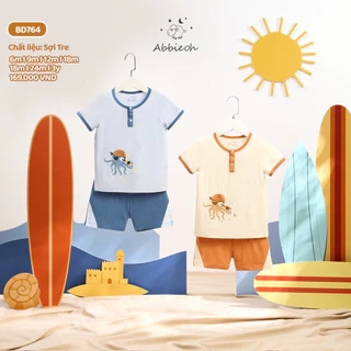 Bộ quần áo cộc tay ABBIEOH họa tiết con vật cho bé trai 0-3 tuổi BO783 BO412 BO614 BO750 BO764 BO771