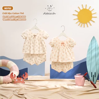 Bộ quần áo sát nách bé gái ABBIEOH cotton hoa nhí tay bèo dễ thương cho bé BO753 BO776 BO784 BO752