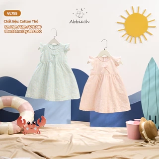 Váy sát nách bé gái ABBIEOH cotton tay bèo họa tiết vintage cho bé 0-3 tuổi VL787 VL606 VL609 VL634 VL755