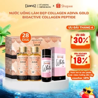 Combo 2 Hộp Nước Uống Làm Đẹp Collagen ADIVA (28 Chai) + 1 Hộp Viên Uống Trắng Da ADIVA White 60 Viên