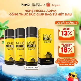 Combo 3 Hộp Nghệ Micell ADIVA 30 Viên- Hỗ Trợ Các Vấn Đề Về Đau Bao Tử, Dạ Dày