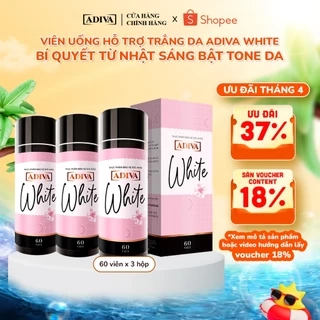 Combo 3 Hộp Viên Uống Trắng Da ADIVA White 60 Viên- Hỗ Trợ Giảm Các Đốm Tối Màu Và Thâm Nám Cho Làn Da