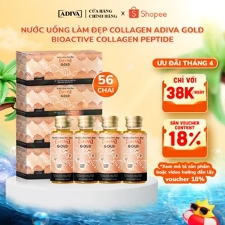 Combo 4 Hộp Nước Uống Làm Đẹp Collagen ADIVA Gold (56 Chai)- Giúp Làn Da Căng Mịn, Giảm Nếp Nhăn Và Chống Lão Hóa
