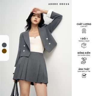 412BL1003 - Áo blazer cổ 2 ve dáng ngắn solid tàn đậm/karo nâu ADORE DRESS