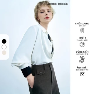 413SH0005 - Sơ mi basic lụa kem/ trắng/ xanh ngọc ADORE DRESS