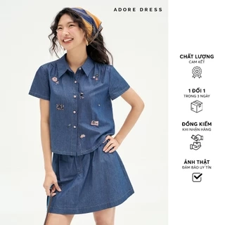 511SK1017- Chân váy mini xoè thô denim xanh chàm ADORE DRESS