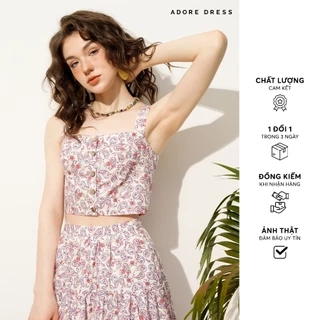 511TO3019 - Áo crop hàng khuy paisley hồng  ADORE DRESS
