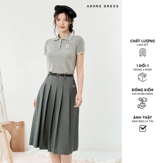 513SK200512 - Chân váy midi tuytsy tàn xếp ly thêu kèm belt ADORE DRESS