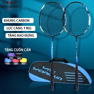Bộ 2 Vợt Cầu Lông Khung Carbon 710 Căng 11kg (24LBS) Đại Nam Sport + Tặng Túi Đựng Và 2 Quấn Cán