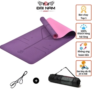 Thảm Tập Yoga Định Tuyến TPE 8mm 1 Lớp Cao Cấp,Chống Trơn Trượt Đại Nam Sport + Kèm Túi Và Dây