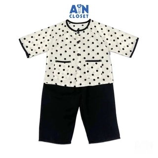 Bộ quần áo Bà Ba Dài tay lỡ bé gái hoạ tiết Bi Đen Lụa trượt - AICDBGSGWO6S - AIN Closet