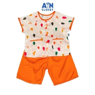 Bộ quần áo Bà Ba Lửng bé gái họa tiết Giọt Nước Lụa Cam - AICDBGACDCCH - AIN Closet