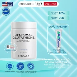 Viên uống hỗ trợ dưỡng sáng da CodeAge Liposomal Glutathione 60 viên hỗ trợ cải thiện nám 500mg/1000mg ajaskinlab