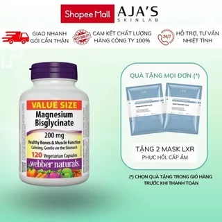 Viên uống Magie hỗ trợ sức khoẻ Magnesium Bisglycinate Webber Naturals 200mg 120 viên