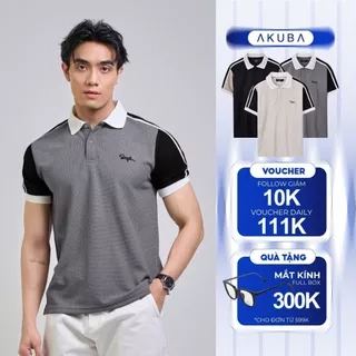 Áo Polo Nam AKUBA Vải Cotton Dày Dặn Thoáng Mát Phối Màu Tay Raglan Form Slimfit | 01HE1237