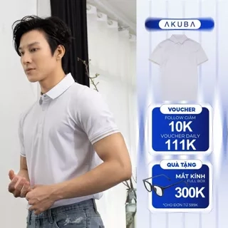 Áo polo nam vải cá sấu cotton AKUBA form slimfit, chất liệu thoáng mát, thấm hút mồ hôi tốt| 01J0600