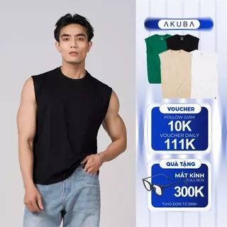 Áo Tanktop Ba Lỗ Nam AKUBA Cổ Tròn Form Regular Cotton 100% Sợi Tự Nhiên Thoáng Mát | 01JE1079