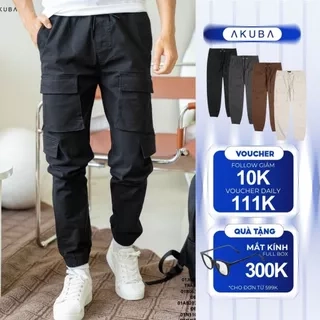 Quần Jogger Kaki AKUBA form Slimfit chất liệu Kaki dày dặn bền màu kiểu dáng năng động | 01R0658