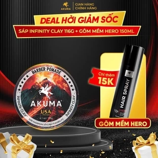 Gôm xịt tóc mềm AKUMA HERO 150ml tạo độ phồng tự nhiên, giữ nếp tạo kiểu, không gây bết và nặng tóc.