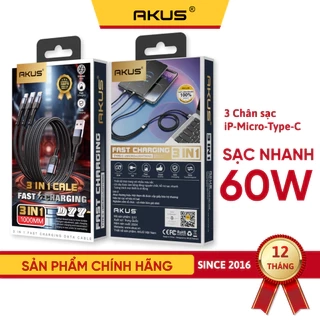 Dây cáp sạc nhanh 3 đầu 60W - AKUS D77