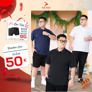 Áo POLO Nam Bigsize 80-140KG AKYOO Cao Cấp Cotton Co Giãn, Thâm Hút Mồ Hôi, Áo Polo Ngoại Cỡ - PL DEN HINH