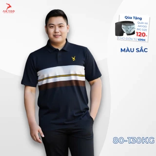 Áo Polo Thun Nam Bigsize 80-140kg AKYOO Cao Cấp, Chất Liệu Cotton Co Giãn, Thoáng Mát - PL P DEN