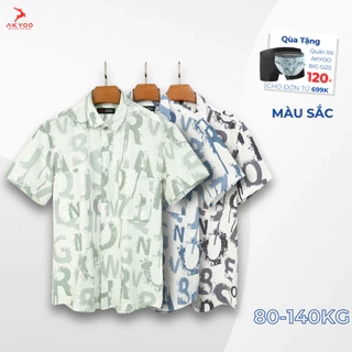 Áo Sơ Mi Bigsize Nam 80-140kg AKYOO - Hoạ Tiết Trẻ Trung - SM 2 TUI HT DEN XANH