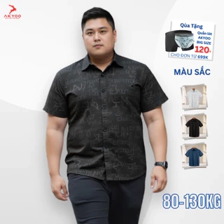 Áo Sơ Mi Cộc Tay Bigsize Nam 80-130kg AKYOO Cao Cấp, Co Giãn, Không Bai Mờ, Không Gây Khó Chịu Khi Mặc - SM HT