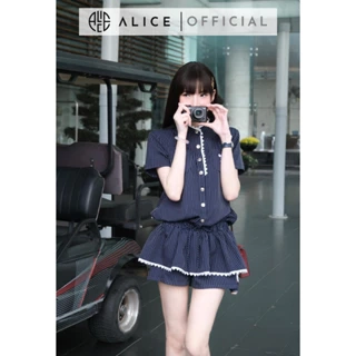 Set Váy Nữ Jumsuit Cổ Tàu Phối Viền Ren ALICE Kèm Quần Short Thiết Kế Chun Eo Chất Tuytsi S631