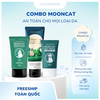 Combo 3 món trà xanh Mooncat 75ml - Sữa rửa mặt 100ml + Kem chống nắng 50ml + Mask ngủ 75ml