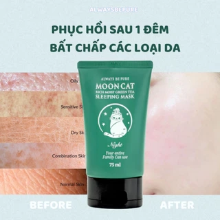 Mask ngủ dưỡng ẩm làm sáng trà xanh MoonCat [AlwaysbePure] 75ml