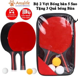 Bộ 2 Vợt Bóng Bàn 5 Sao Tặng 3 Quả Bóng Bàn Chính Hãng Amalife – Bộ Bóng Bàn Kèm 3 Quả Bóng 3 Sao Chuẩn Quốc Tế