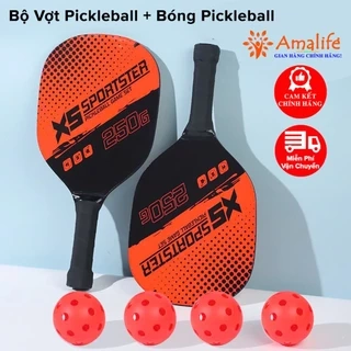 Bộ 2 Vợt Pickleball Gỗ In UV Bền Đẹp Kèm 4 Bóng 26 Lỗ Nhựa PE Độ Nảy Chuẩn Thi Đấu Pickleball Hãng Amalife