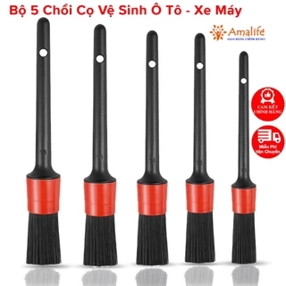Bộ 5 Chổi Cọ Vệ Sinh Ô Tô Xe Máy Đa Năng Amalife Cọ Rửa Khoang Máy Nội Thất Mâm Lốp