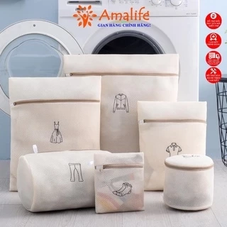 Bộ 6 Túi Giặt 3 Lớp Bảo Vệ Quần Áo, Đồ Lót Dùng Cho Máy Giặt Nhiều Kích Thước + Combo 5 Túi Giặt Chính Hãng  Amalife