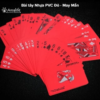 Bộ Bài Tây PVC Đỏ 55 Lá Bài May Mắn - Thẻ Bài Poker Sưu Tầm Trưng Bày Màu Đỏ Siêu Đẹp Chính Hãng Amalife