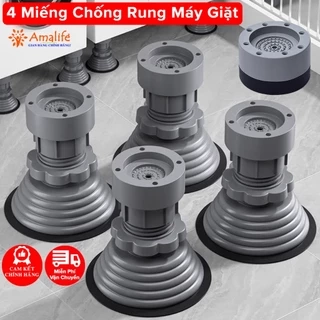 Bộ Chân Đế Máy Giặt 4 Miếng Kê Tủ Lạnh Chống Rung Chống Trơn Trượt Điều Chỉnh Tăng Giảm Chiều Cao Hãng Amalife