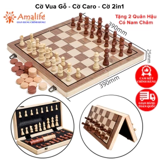 Bộ Cờ Vua Nam Châm Bằng Gỗ Với Lực Hút Mạnh Tặng Kèm 2 Quân Hậu Kết Hợp Cờ Đam – Cờ Caro 2 Trong 1 Chính Hãng Amalife