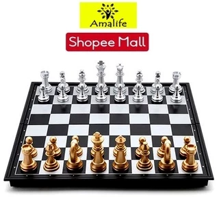 Bộ Cờ Vua Nam Châm Cao Cấp Nhiều Size Phủ Nhũ Màu Vàng Màu Bạc Chính Hãng Amalife