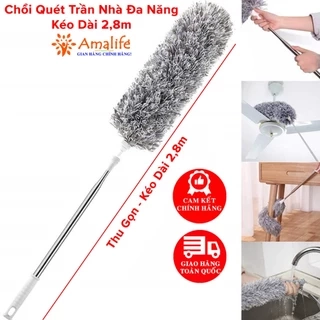 Chổi Quét Trần Nhà, Chổi Phất Trần Có Cán Điều Chỉnh Độ Dài Tới 2,8m Quét Mạng Nhện, Lau Chùi Bụi Bẩn Trên Cao Amalife