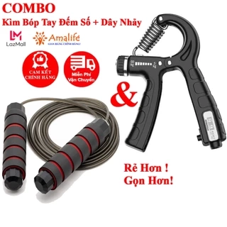 COMBO Kìm Bóp Tay Đếm Số 5 – 60kg và Dây Nhảy Lõi Thép Cao Cấp Chính Hãng Amalife