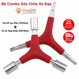 Combo Tua Vít Lục Giác 4/5/6mm + Cờ Lê Tuýp Khẩu 8/9/10mm Chữ Y Sửa Chữa Xe Đạp Vặn Ốc Bu Lông Đa Năng Amalife