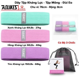 Dây Đàn Hồi Kháng Lực Tập Mông Mini Band Chính Hãng Aolikes AL3604 Tập Mông Trái Đào, Đùi, Chân (Bản To Không Xoắn)
